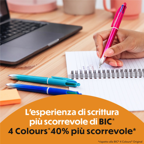 Penna a sfera a scatto BIC 4 Colours 1 mm in conf. 12 pezzi Smooth Gradient Blu 524091